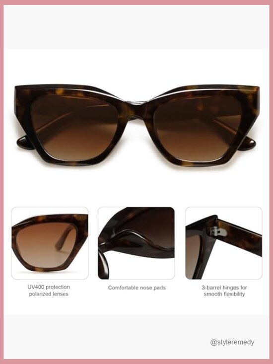 Square Cat Eye Polarized Sunglasses with UV400 Protection main image 5